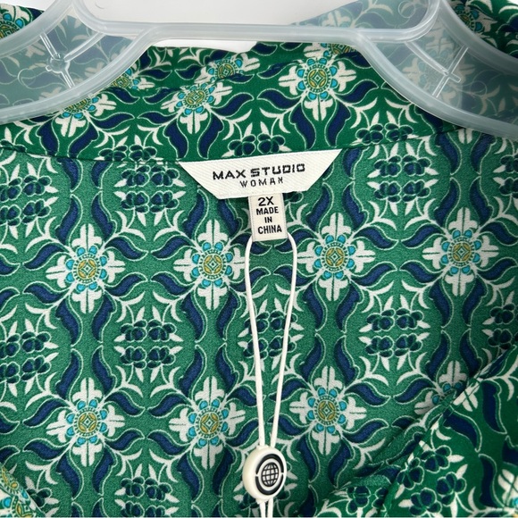 NWT Max Studio Green Geometric Print Women's MIDI Dress Size 2X‎ - Picture 5 of 7